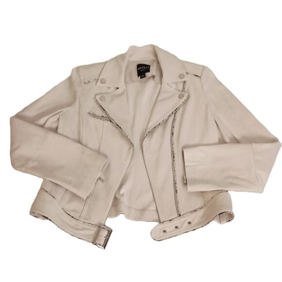 Insight Off White Faux Suede Moto Jacket Womens 10 - Picture 2 of 16